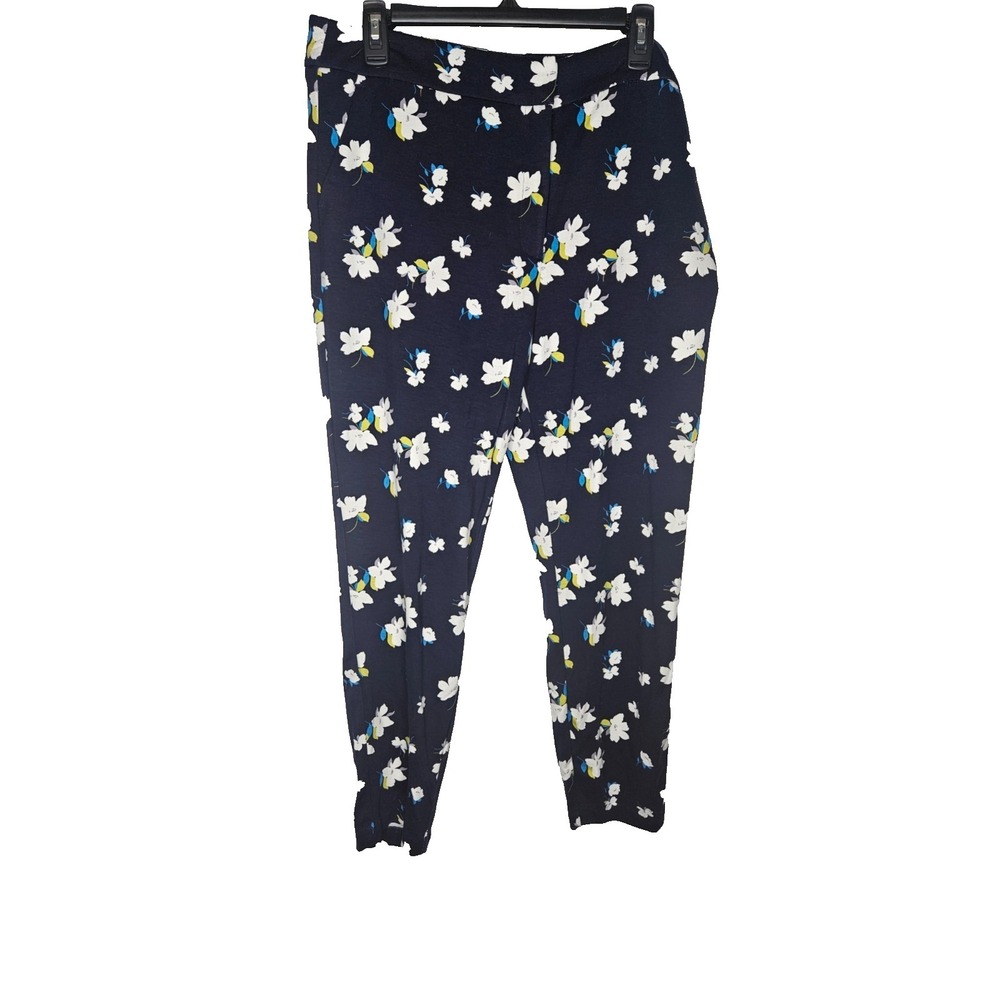 Simply Styled Floral Pants Womens 16 Navy Stretch Ankle Work Casual